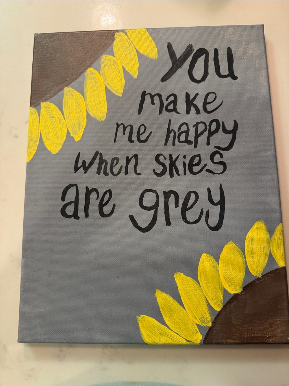 Hand-Painted Sunflower Canvas “You Make Me Happy When Skies Are Grey" KickRush